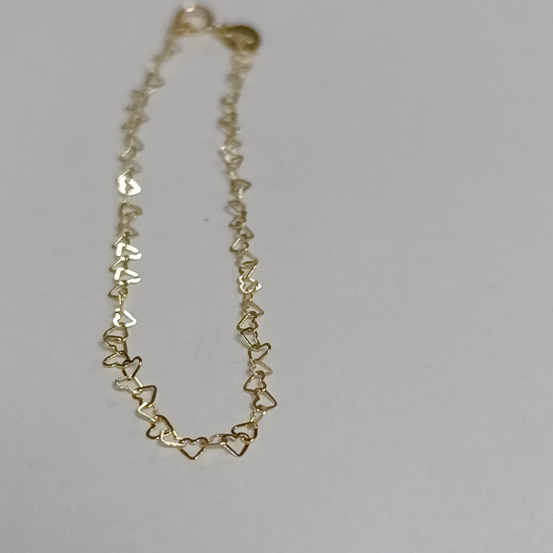 PULSERAS TEJIDO CORAZONES ORO 10K 18 CM 0.6 GR (NUEVO)