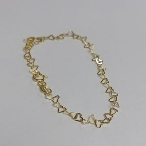 PULSERAS TEJIDO CORAZONES ORO 10K 18 CM 1 GR (NUEVO)