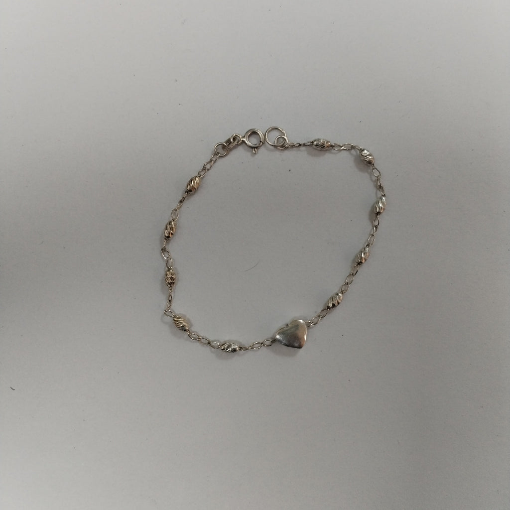 PULSERA TEJIDO CORAZON PLATA .925 18 CM 3.2 GR (NUEVO)