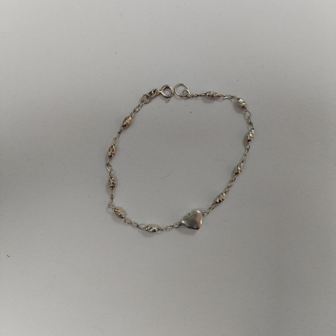 PULSERA TEJIDO CORAZON PLATA .925 18 CM 3.2 GR (NUEVO)