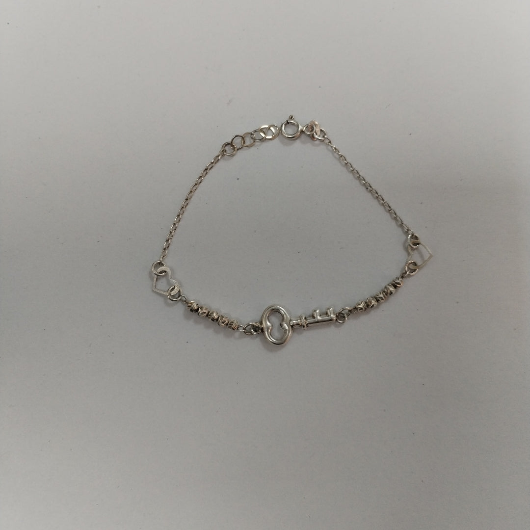 PULSERA TEJIDO LLAVE PLATA .925 18 CM 2.3 GR (NUEVO)