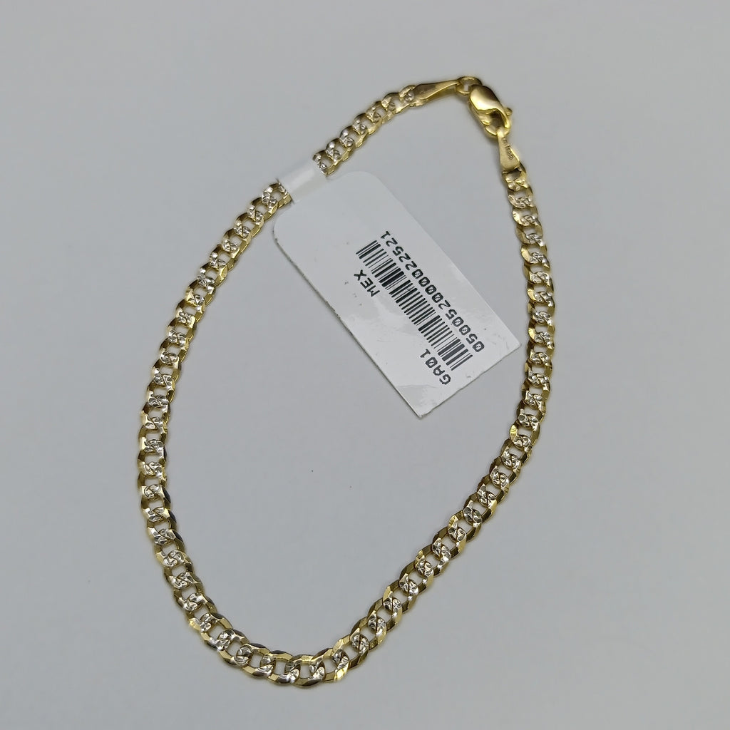 PULSERAS TEJIDO BARBADA DIAMANTADA ORO 14K 18 CM 3.2 GR (NUEVO)