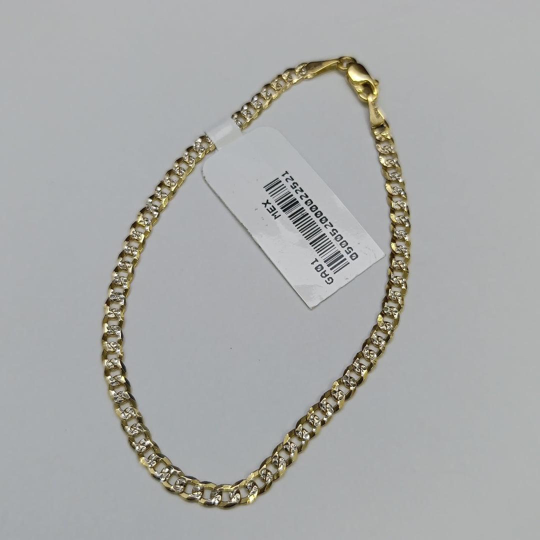 PULSERAS TEJIDO BARBADA DIAMANTADA ORO 14K 18 CM 3.2 GR (NUEVO)
