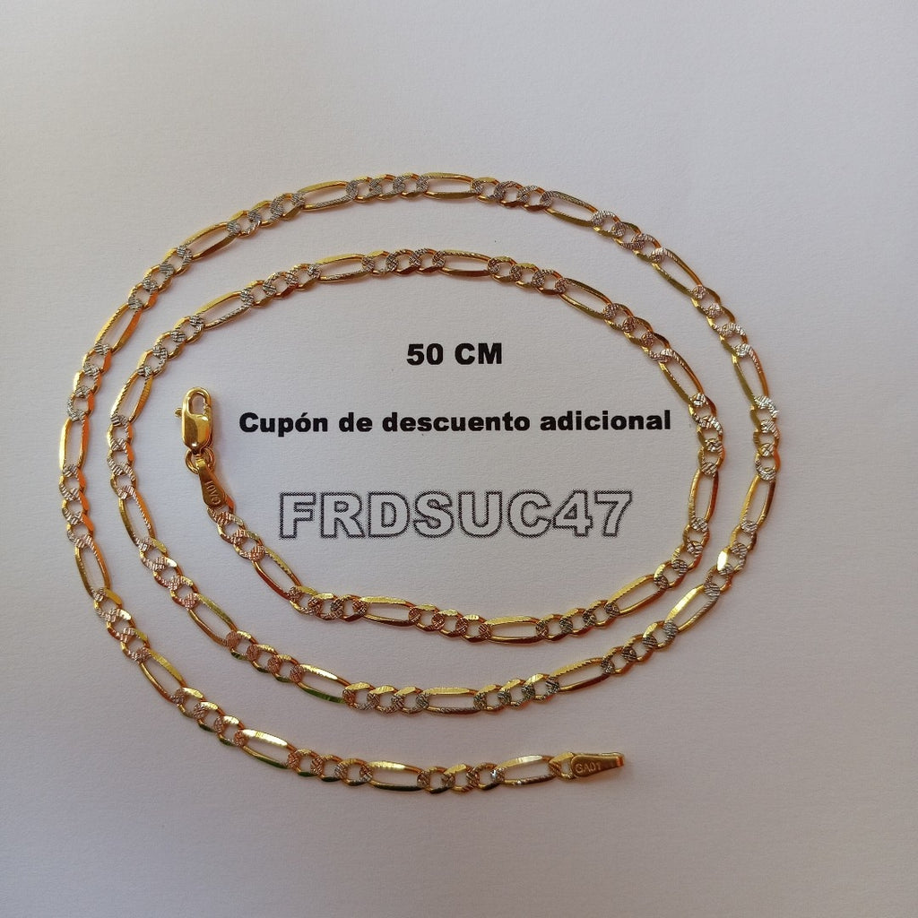 CADENAS TEJIDO 3X1 DIAMANTADO ORO 10K 50 CM 5.7 GR (NUEVO)