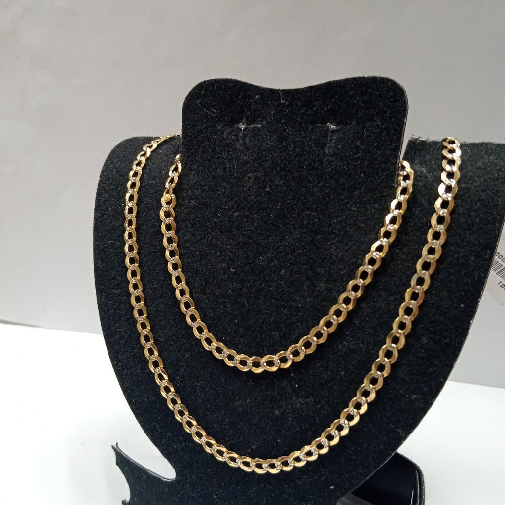 CADENAS BARBADA DIAMANTADA ORO 14K 55 CM 8.6 GR (NUEVO)