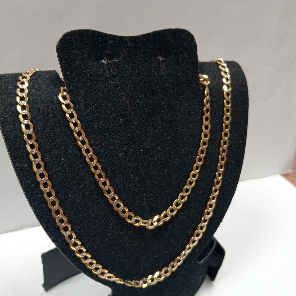 CADENAS BARBADA DIAMANTADA ORO 14K 55 CM 8.8 GR (NUEVO)