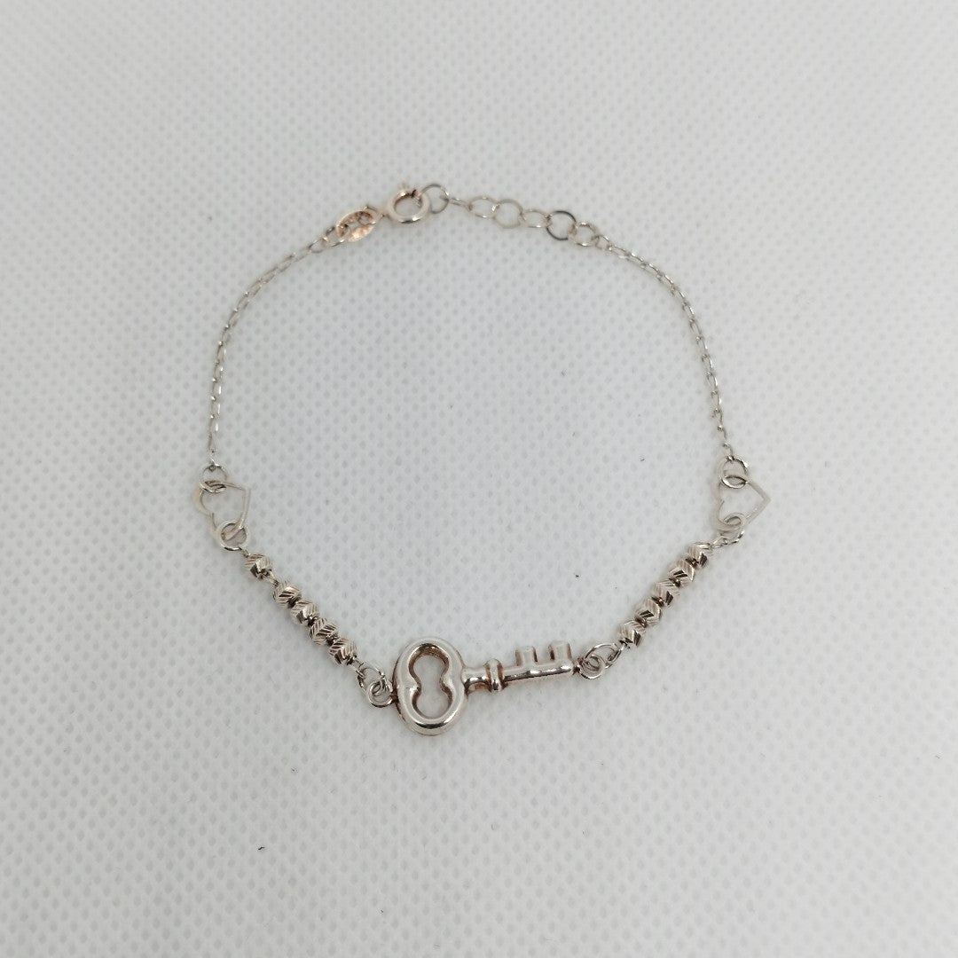 PULSERA TEJIDO LLAVE PLATA .925 18 CM 2.3 GR (NUEVO)
