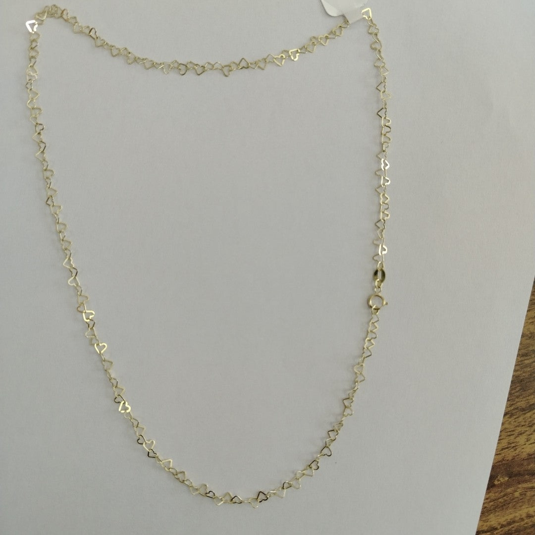 CADENAS TEJIDO CORAZONES ORO 10K 50 CM 2.4 GR (NUEVO)