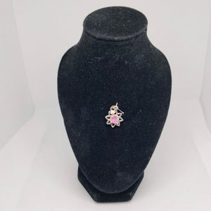 DIJE FLOR CON PIEDRA ROSA PLATA .925 2.1 GR (NUEVO)