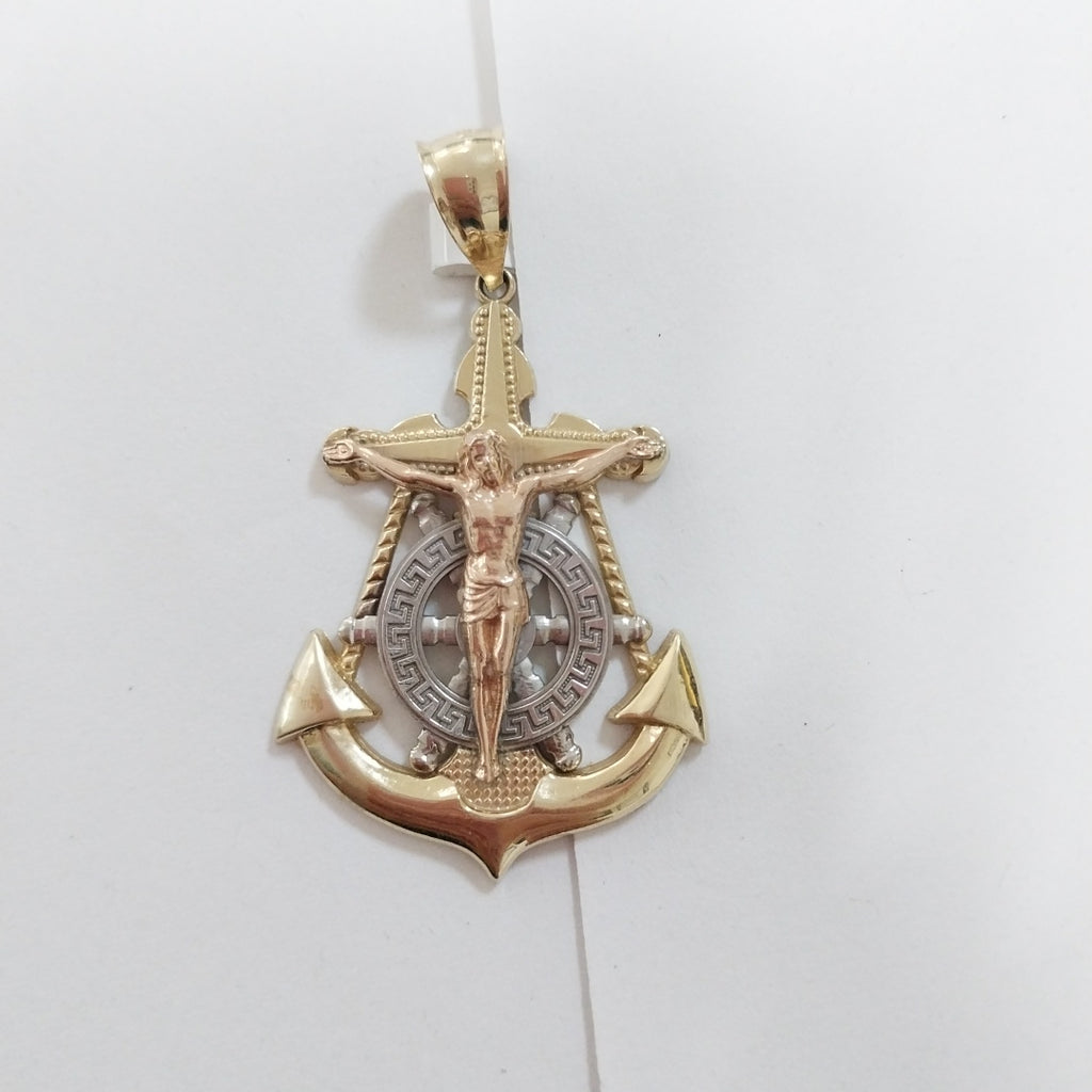 CRISTO EN ANCLA ORO COMBINADO 14 K 6.9 GRMS (SEMINUEVO)