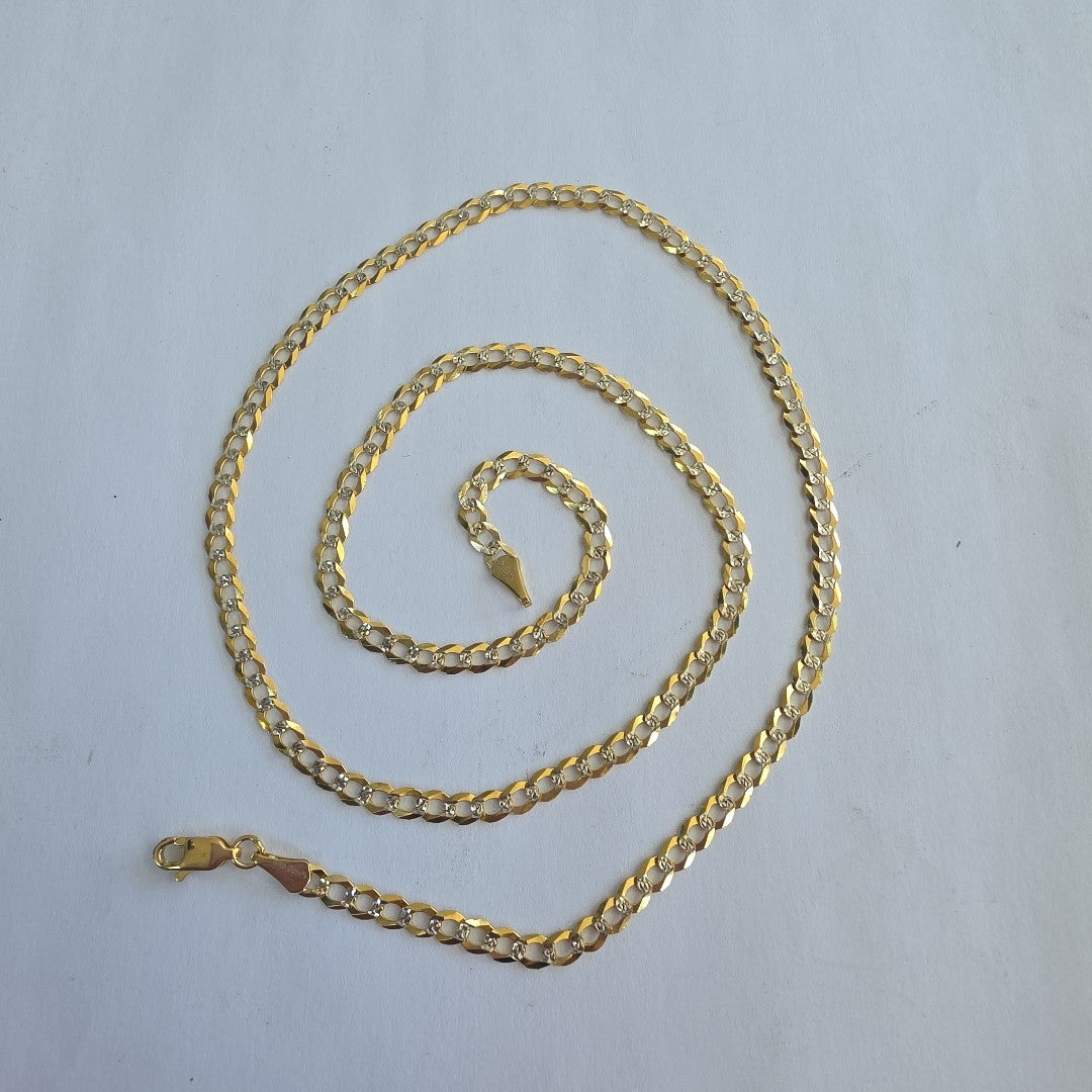 CADENAS BARBADA DIAMANTADA ORO 14K 55 CM 8.9 GR (NUEVO)