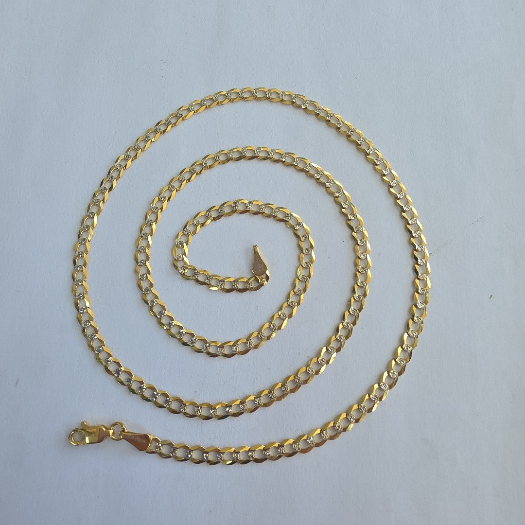 CADENAS BARBADA DIAMANTADA ORO 14K 60 CM 9.5 GR (NUEVO)