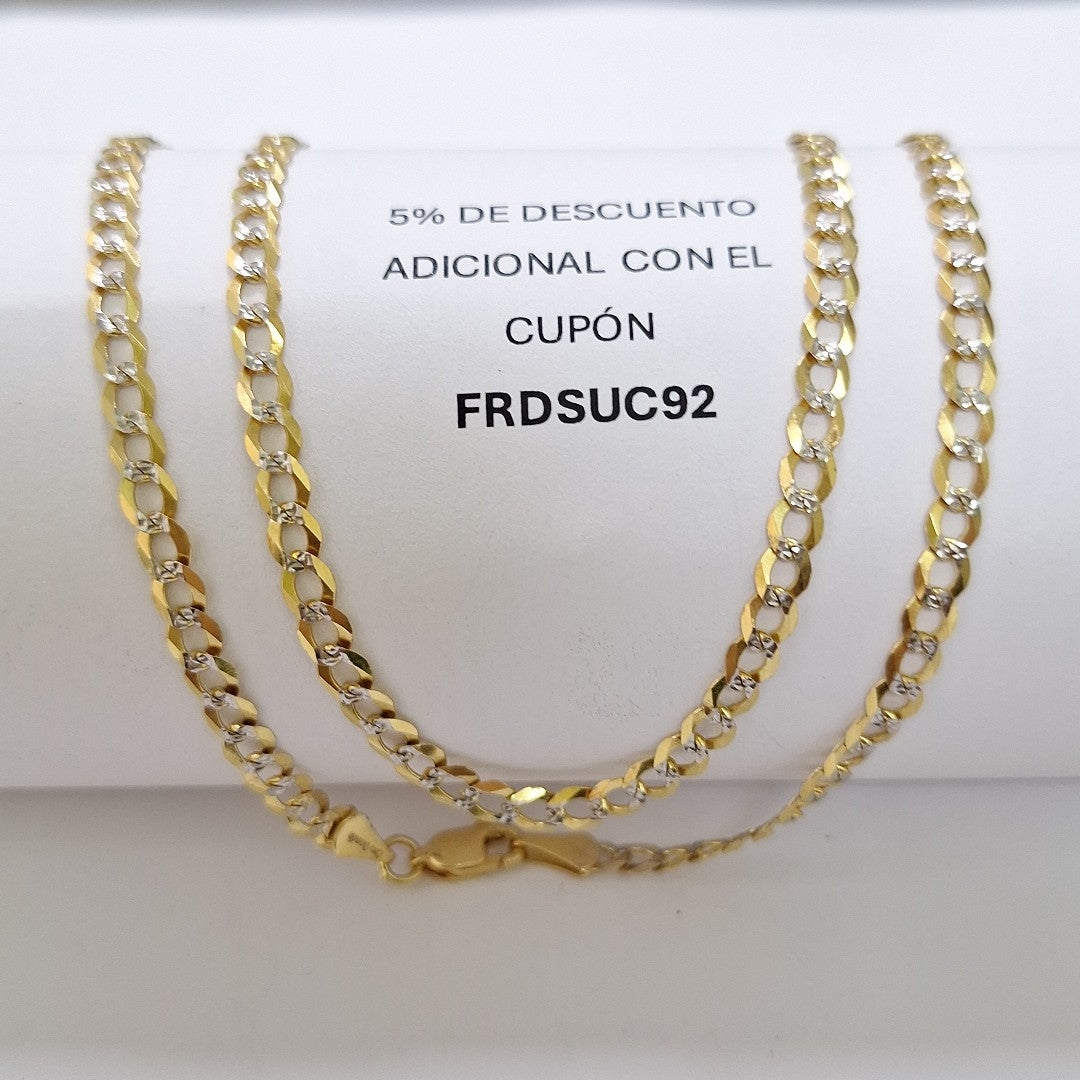 CADENAS BARBADA DIAMANTADA ORO 14K 55 CM 8.9 GR (NUEVO)