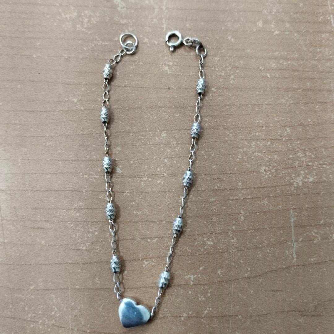 PULSERA TEJIDO CORAZON PLATA .925 18 CM 3.3 GR (NUEVO)