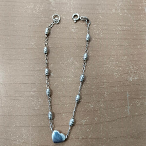 PULSERA TEJIDO CORAZON PLATA .925 18 CM 3.3 GR (NUEVO)