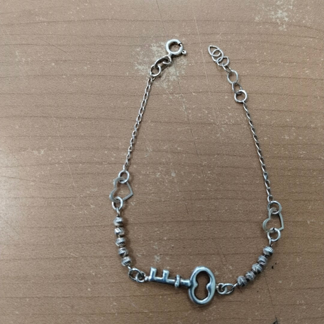 PULSERA TEJIDO LLAVE PLATA .925 18 CM 2.3 GR (NUEVO)