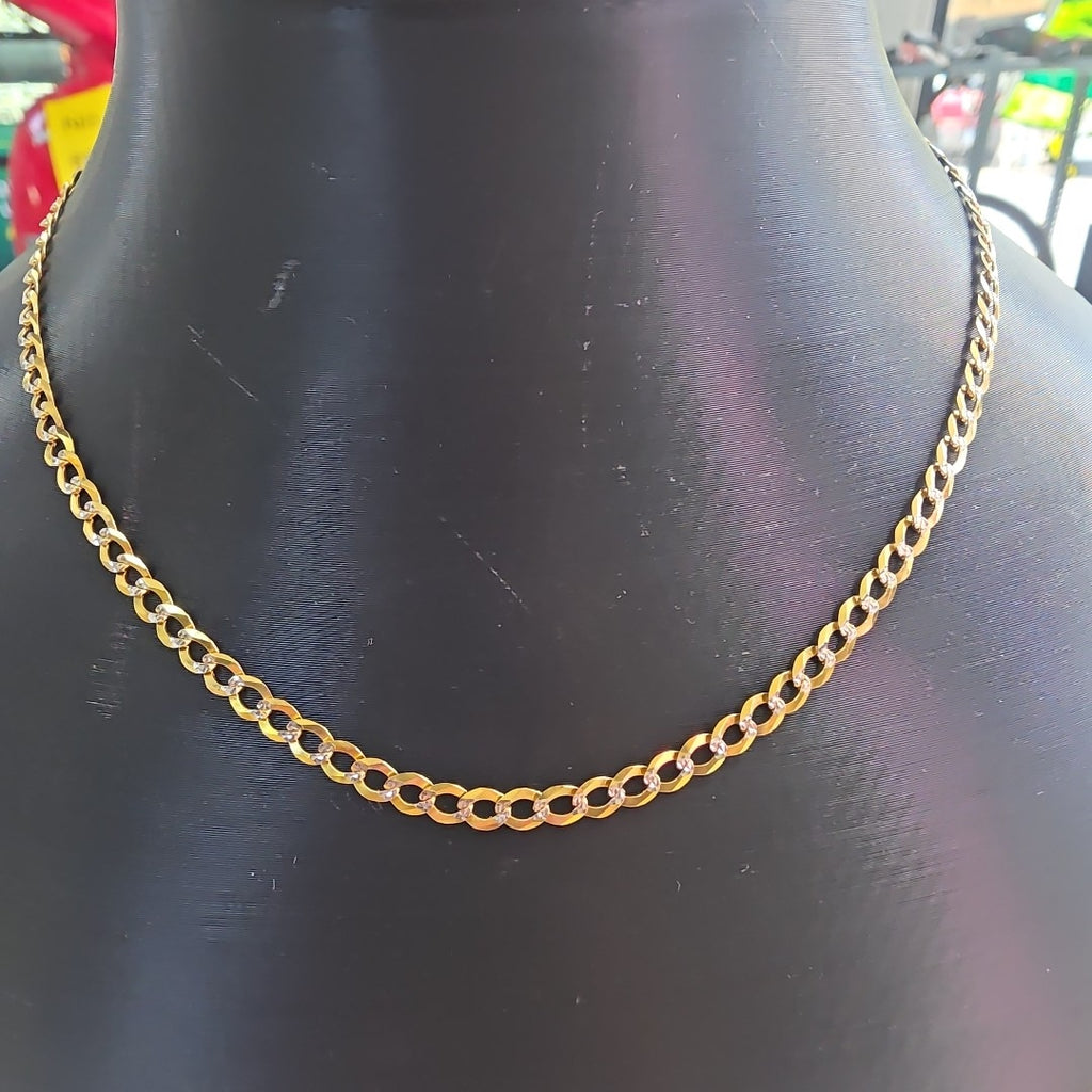 CADENAS BARBADA DIAMANTADA ORO 14K 55 CM 8.8 GR (NUEVO)
