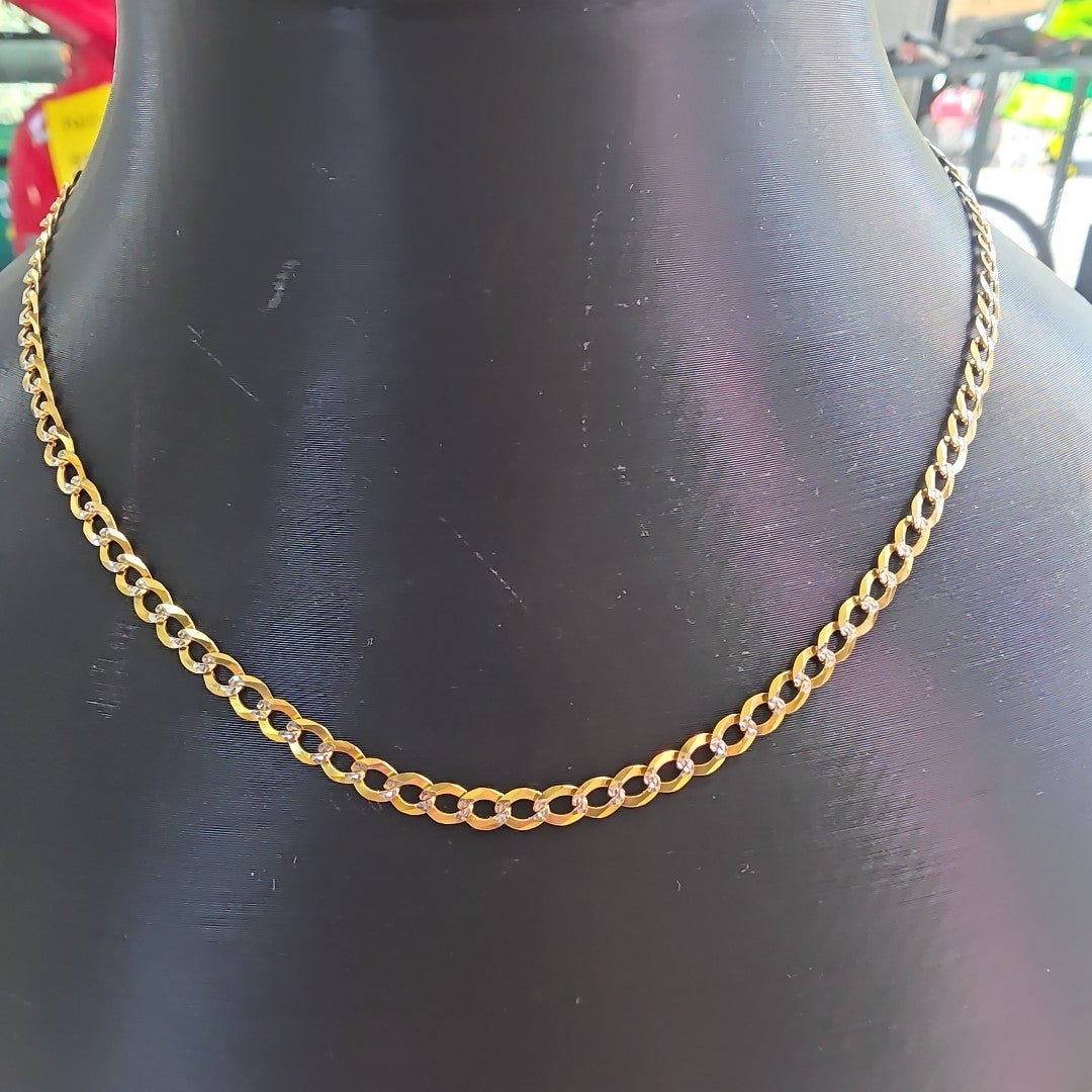 CADENAS BARBADA DIAMANTADA ORO 14K 55 CM 8.8 GR (NUEVO)