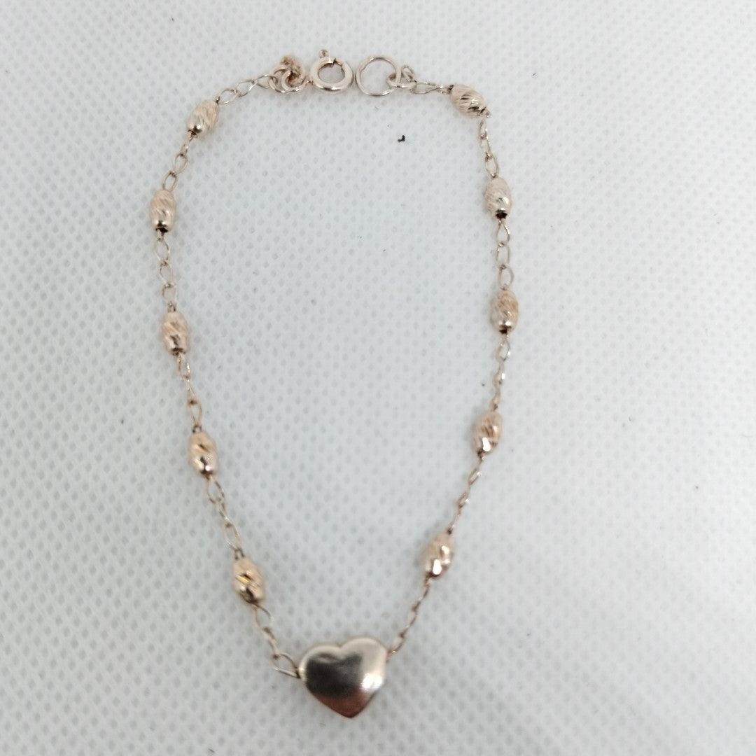 PULSERA TEJIDO CORAZON PLATA .925 18 CM 3.3 GR (NUEVO)