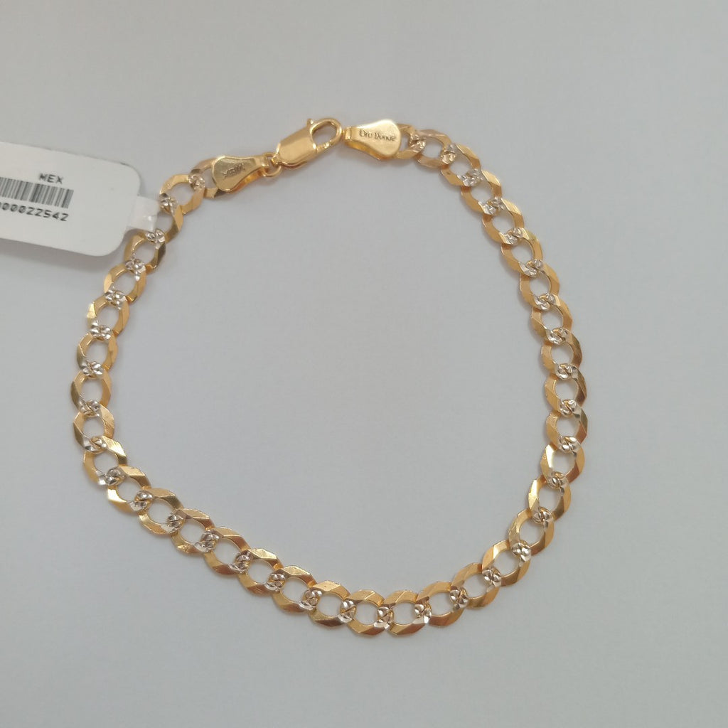 PULSERAS TEJIDO BARBADA DIAMANTADA ORO 14K 21 CM 6.6 GR (NUEVO)
