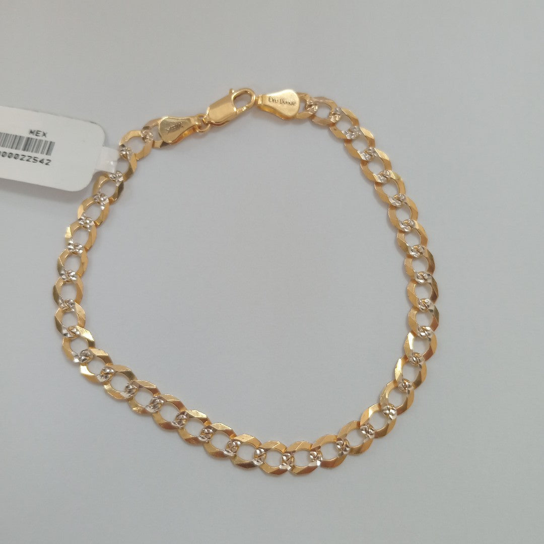 PULSERAS TEJIDO BARBADA DIAMANTADA ORO 14K 21 CM 6.6 GR (NUEVO)