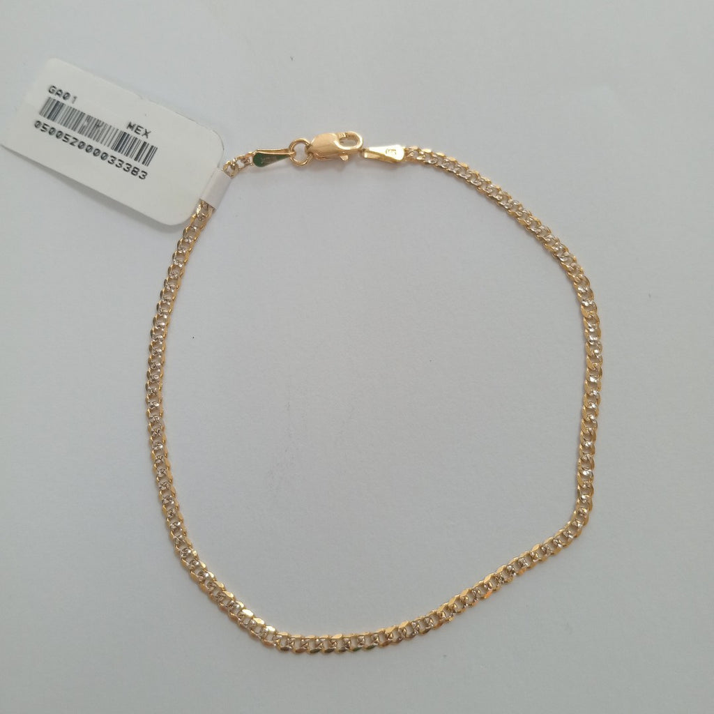 PULSERAS BARBADA DIAMANTADA ORO 14K 18 CM 2.5 GR (NUEVO)