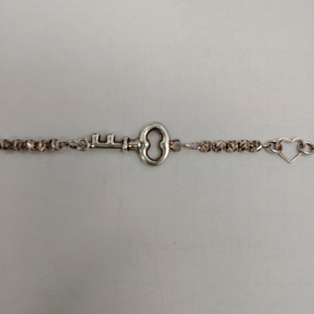 PULSERA TEJIDO LLAVE PLATA .925 18 CM 2.3 GR (NUEVO)