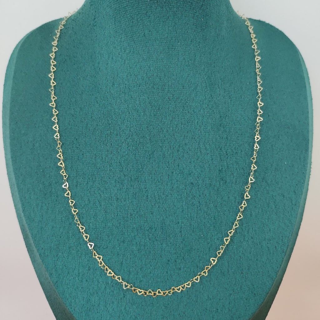 CADENAS TEJIDO CORAZONES ORO 10K 50 CM 1.5 GR (NUEVO)