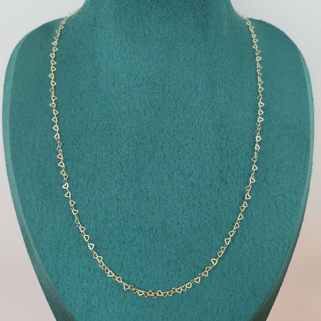 CADENAS TEJIDO CORAZONES ORO 10K 50 CM 1.5 GR (NUEVO)