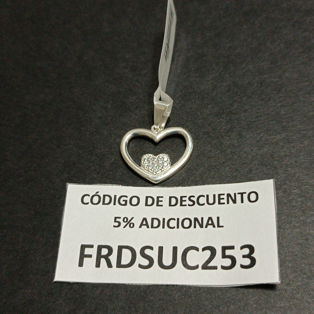 DIJE CORAZON C/CIRCONIAS PLATA .925 2.6 GR (NUEVO)