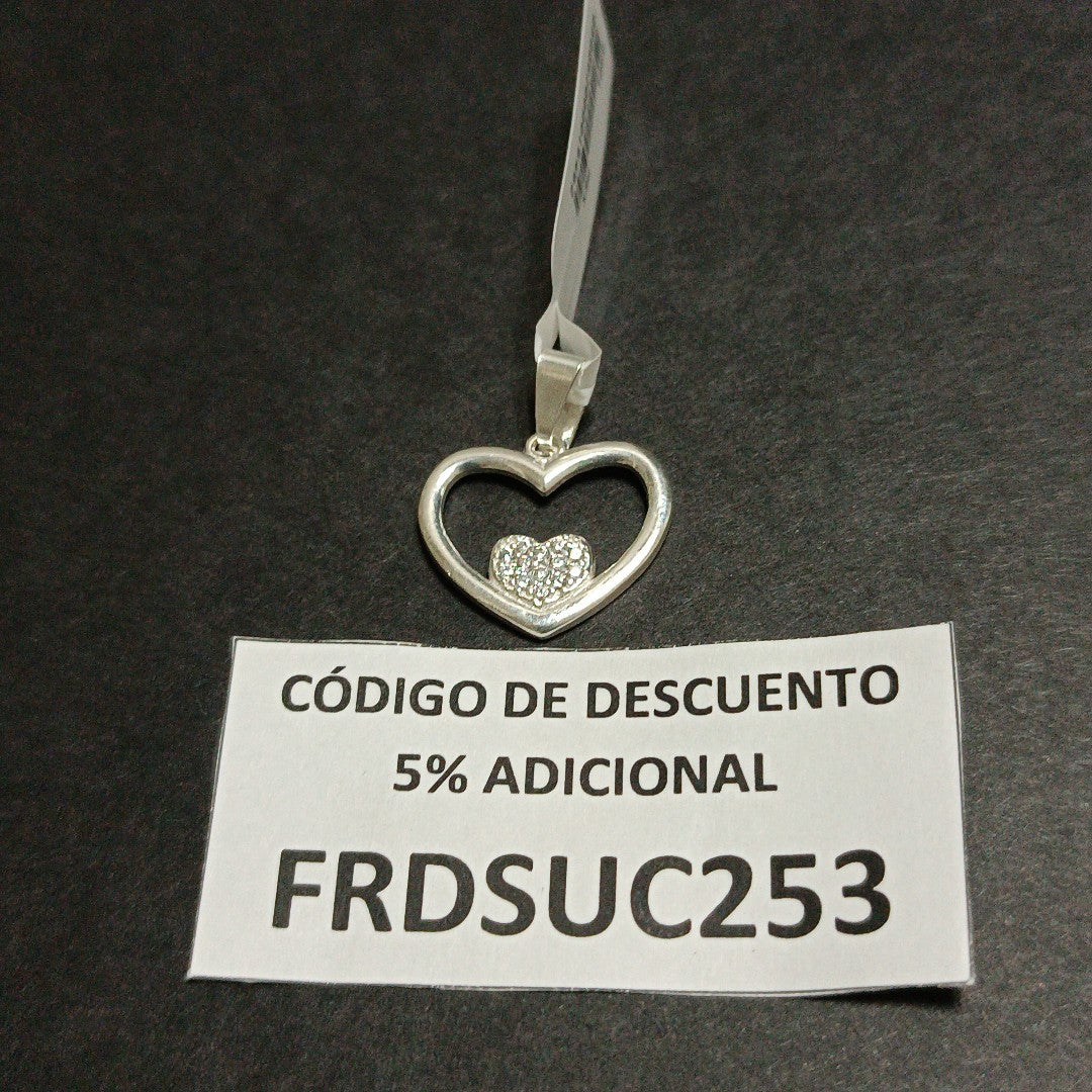 DIJE CORAZON C/CIRCONIAS PLATA .925 2.6 GR (NUEVO)