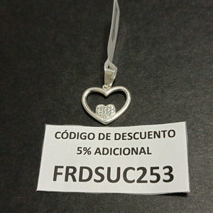 DIJE CORAZON C/CIRCONIAS PLATA .925 2.6 GR (NUEVO)