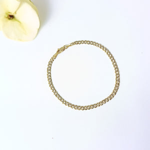 PULSERAS TEJIDO BARBADA DIAMANTADA ORO 14K 18 CM 3.1 GR (NUEVO)