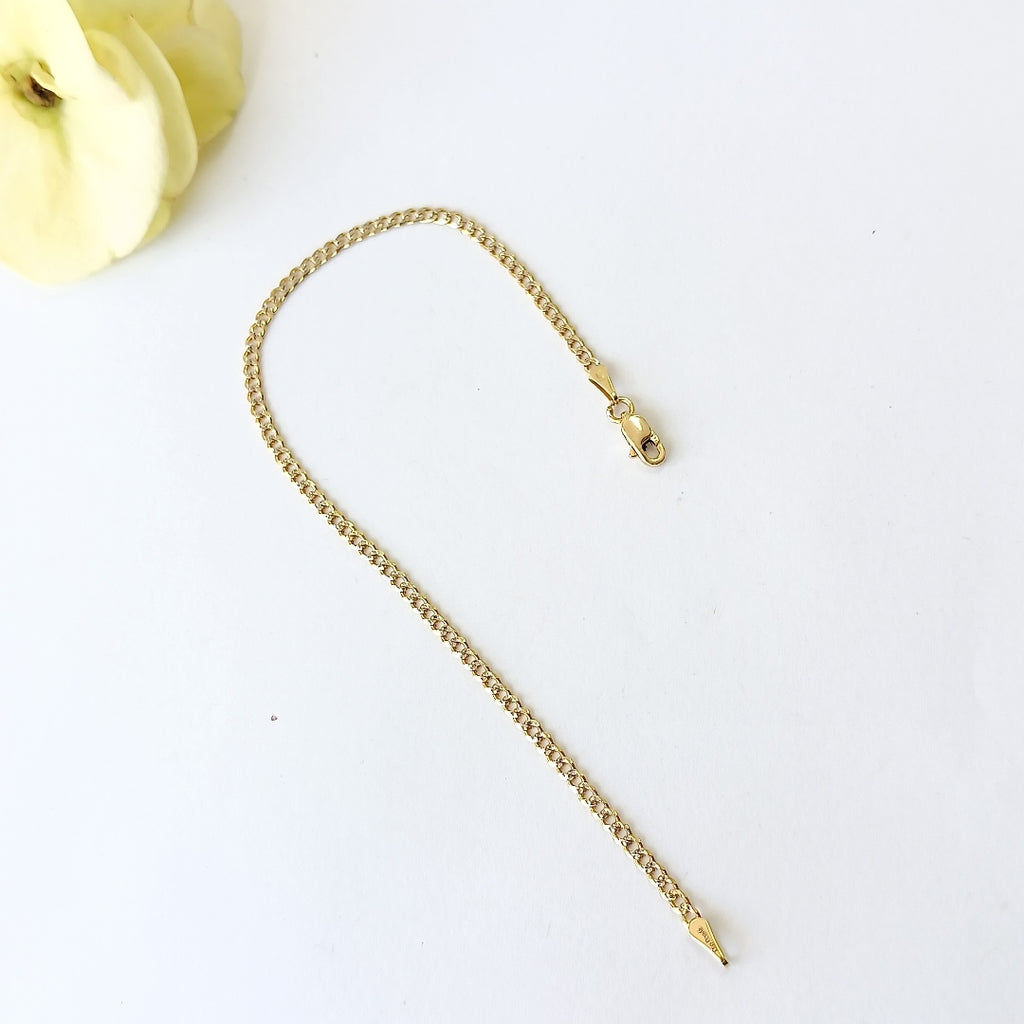 PULSERAS BARBADA DIAMANTADA ORO 14K 18 CM 2.2 GR (NUEVO)