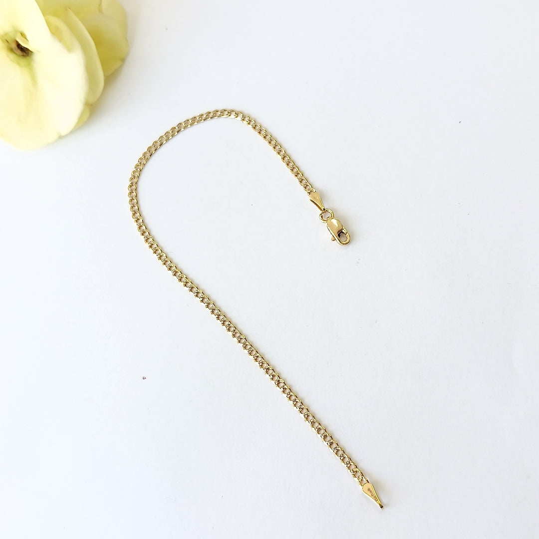 PULSERAS BARBADA DIAMANTADA ORO 14K 18 CM 2.2 GR (NUEVO)