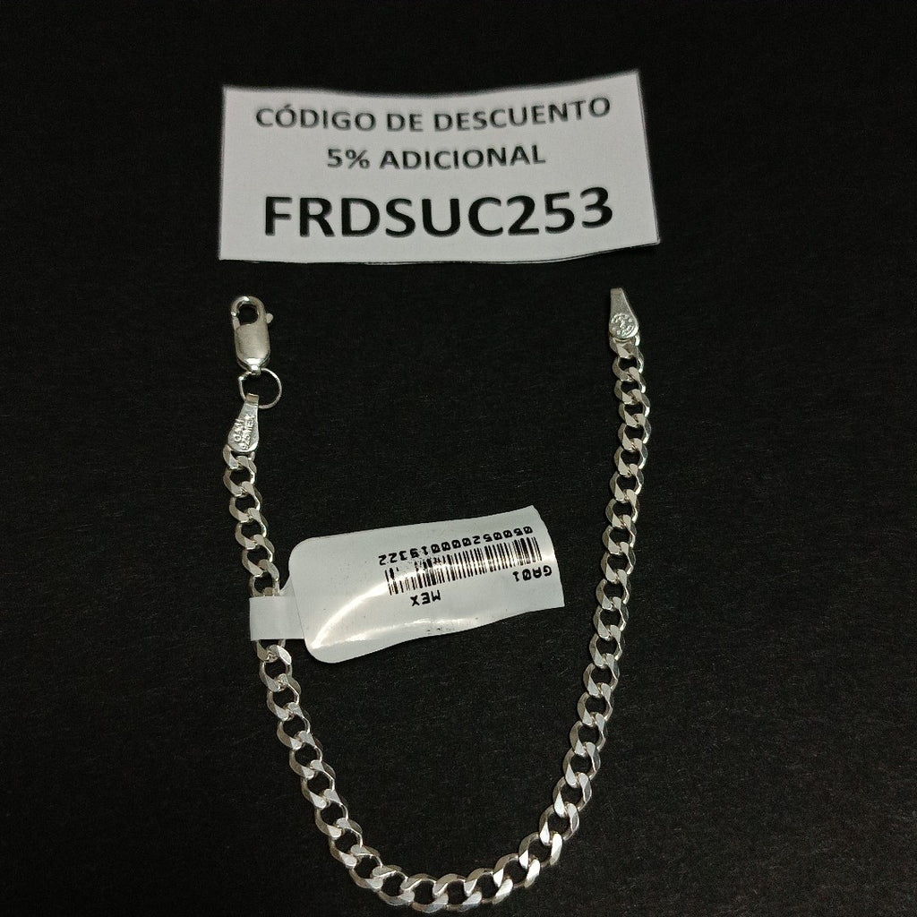 PULSERA TEJIDO BARBADA PLATA .925 16 CM 4.1 GR (NUEVO)