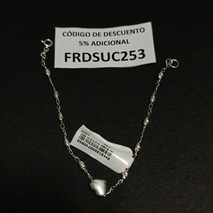 PULSERA TEJIDO CORAZON PLATA .925 18 CM 3.3 GR (NUEVO)