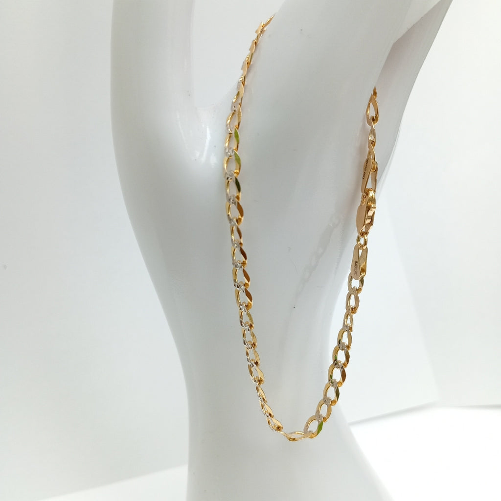 PULSERAS TEJIDO BARBADA DIAMANTADA ORO 14K 21 CM 4.9 GR (NUEVO)