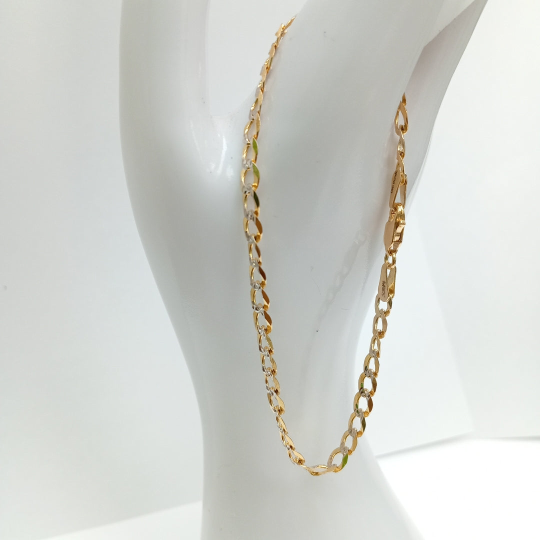 PULSERAS TEJIDO BARBADA DIAMANTADA ORO 14K 21 CM 4.9 GR (NUEVO)