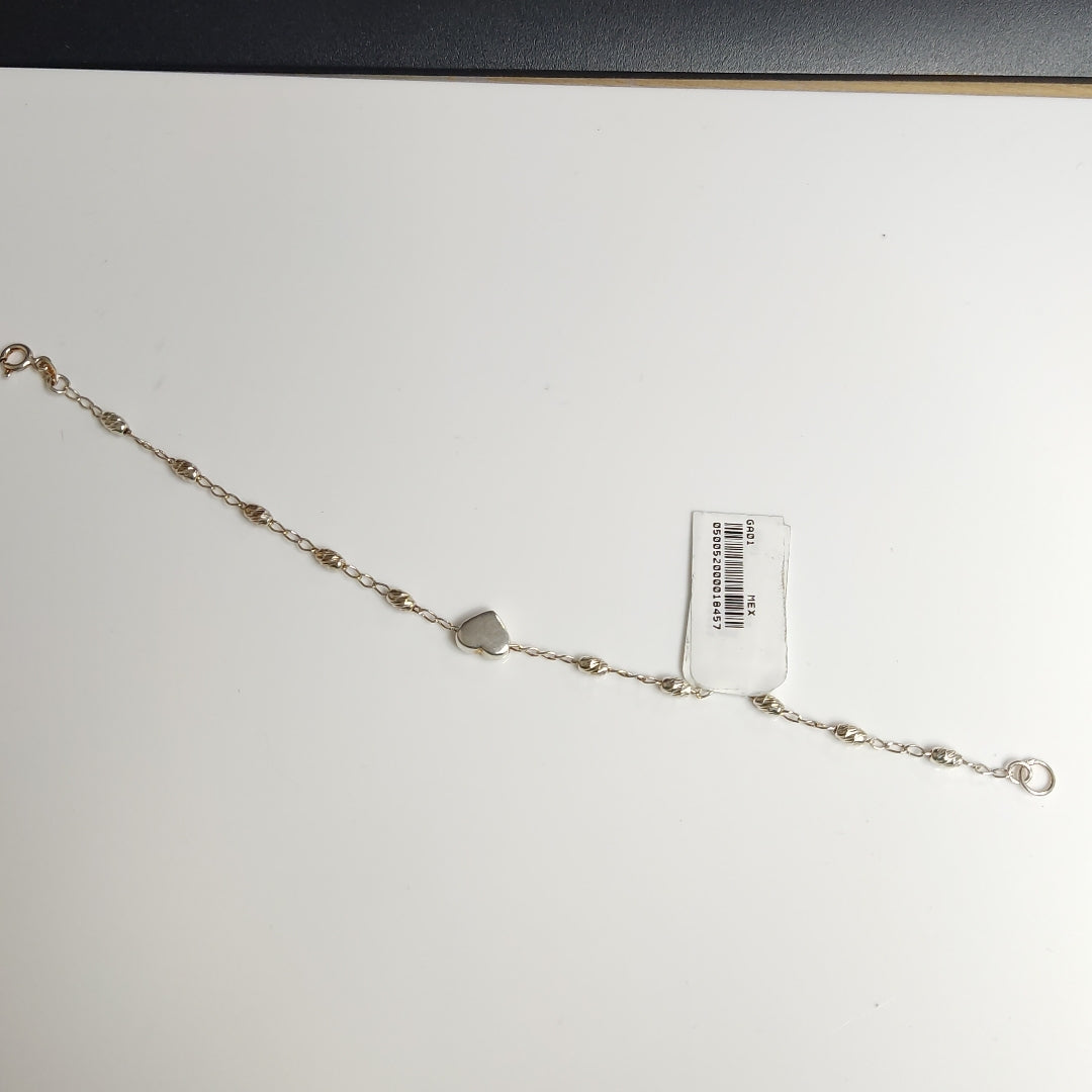 PULSERA TEJIDO CORAZON PLATA .925 18 CM 3.3 GR (NUEVO)