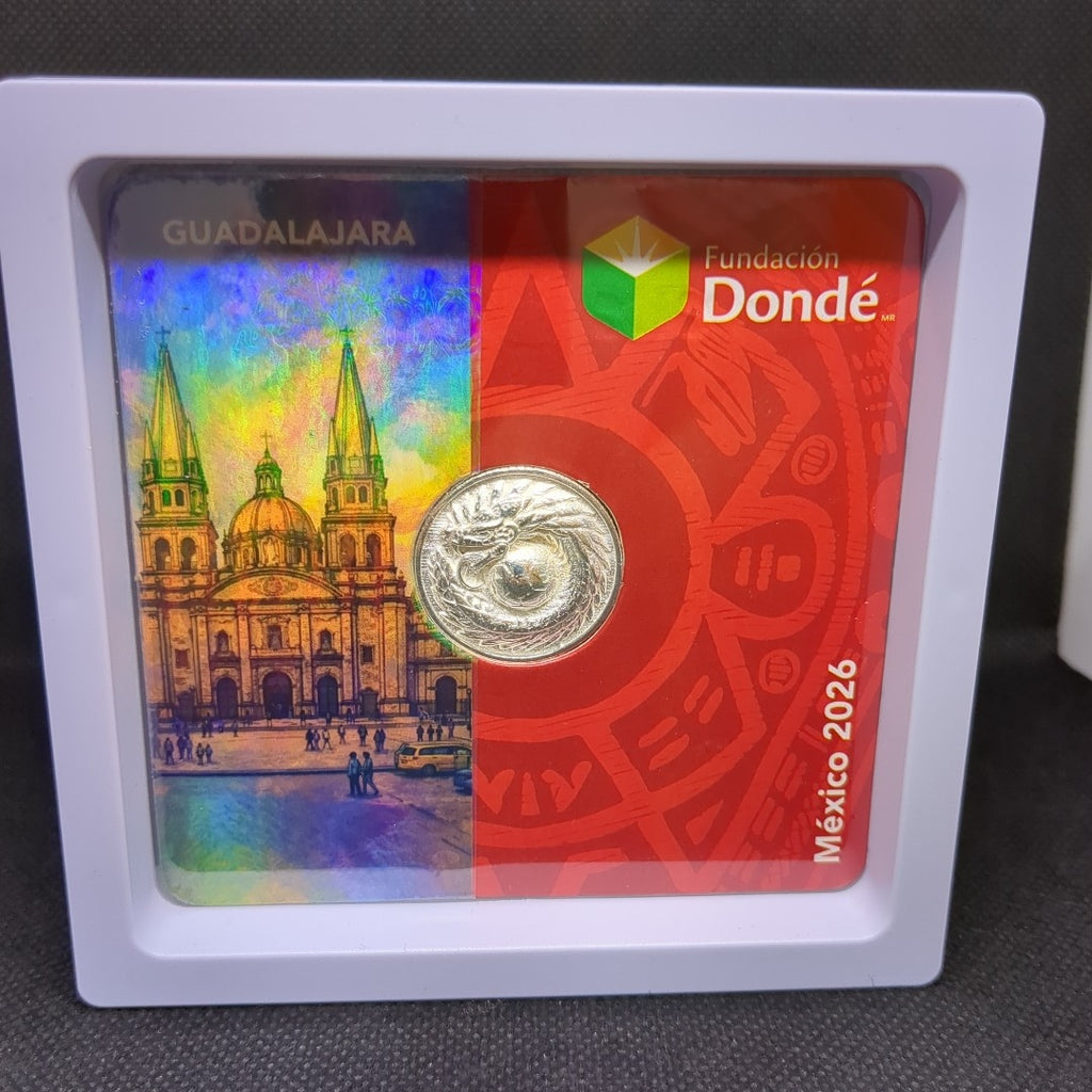 MEDALLA CONMEMORATIVA FRD FÚTBOL MOTIVO QUETZALCÓATL PLATA .925 11.9 GR (NUEVO)