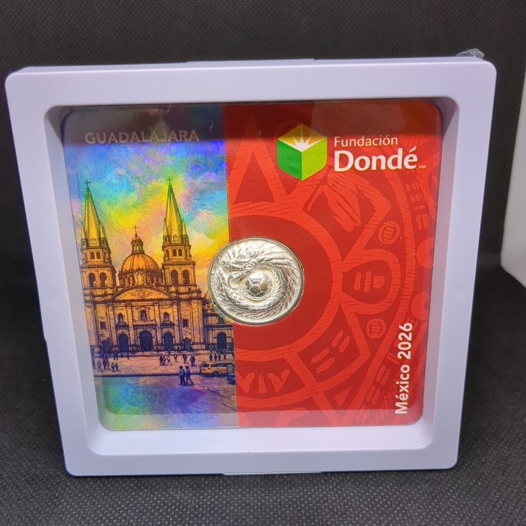 MEDALLA CONMEMORATIVA FRD FÚTBOL MOTIVO QUETZALCÓATL PLATA .925 11.9 GR (NUEVO)