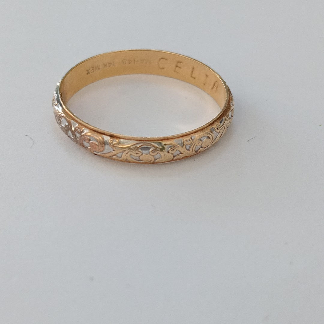 ANILLO ORO COMBINADO 14 K 3,50 GRMS (SEMINUEVO)
