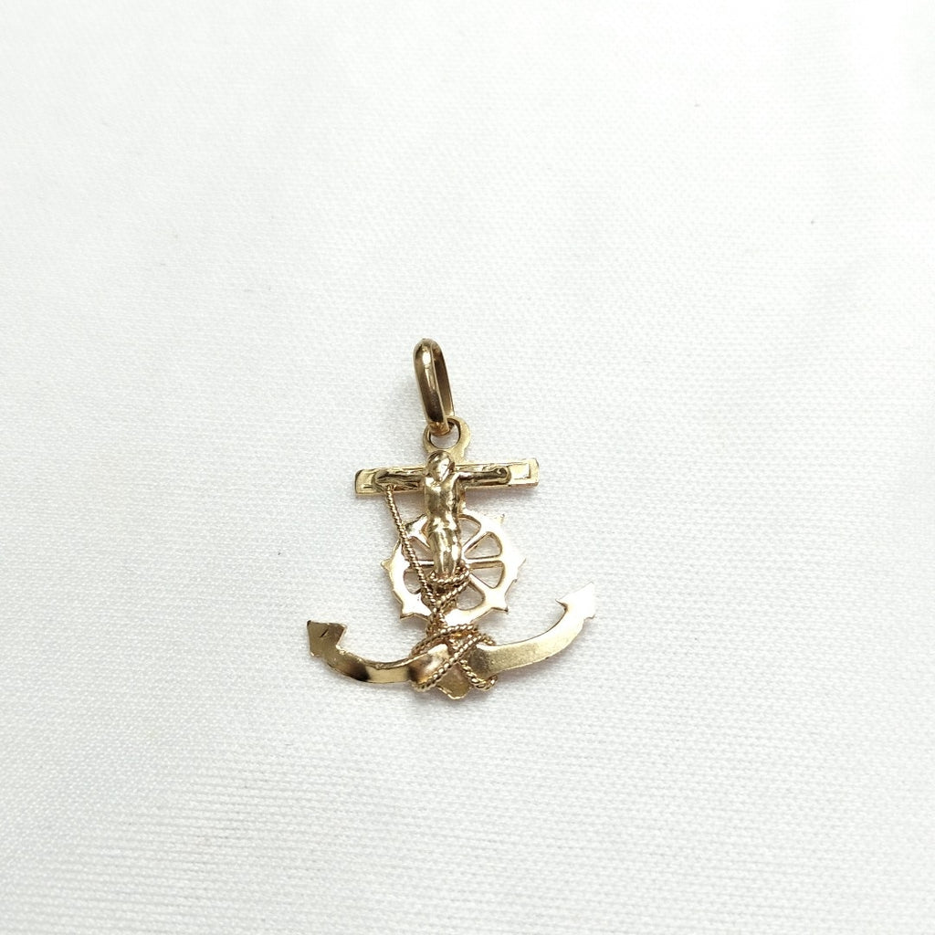 CRISTO EN ANCLA ORO 14 K 2 GRMS (SEMINUEVO)