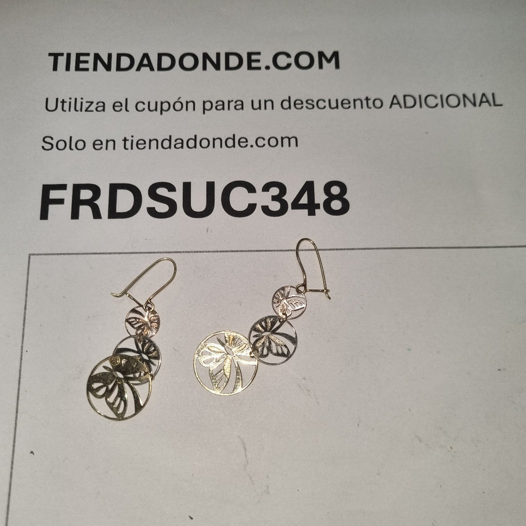 ARETES PAR ORO COMBINADO 14 K 2.7 GRMS (SEMINUEVO)