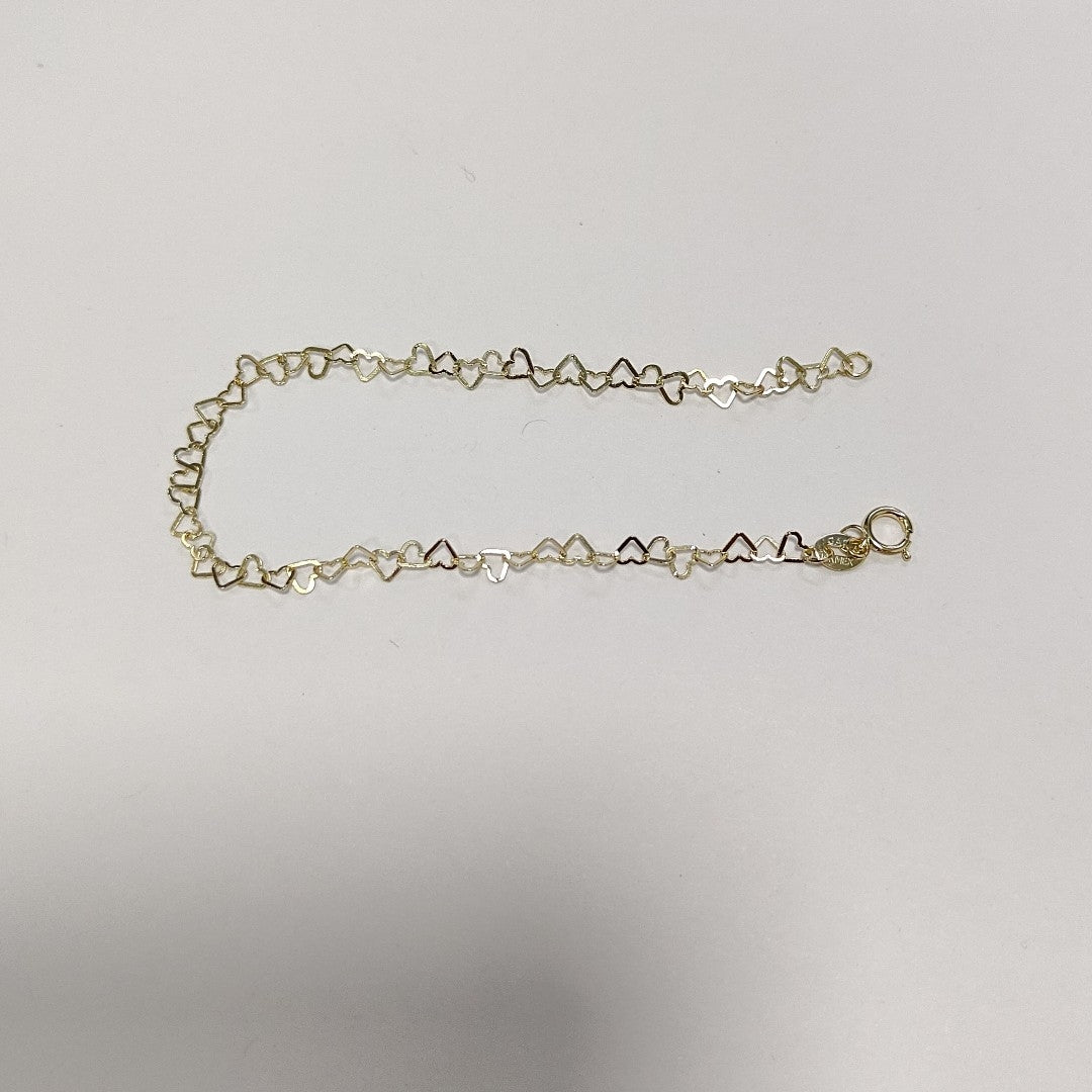 PULSERAS TEJIDO CORAZONES ORO 10K 18 CM 1 GR (NUEVO)