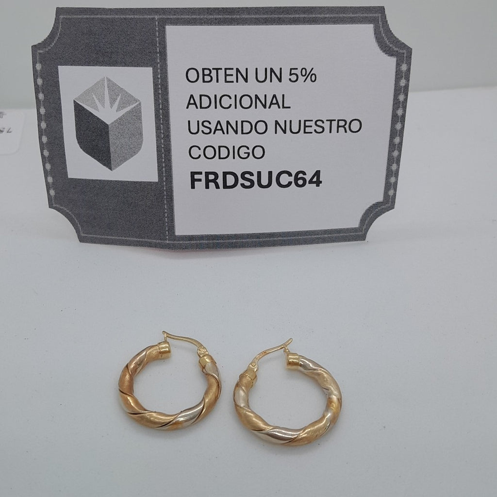 ARETES PAR ORO COMBINADO 10 K 3,50 GRMS (SEMINUEVO)