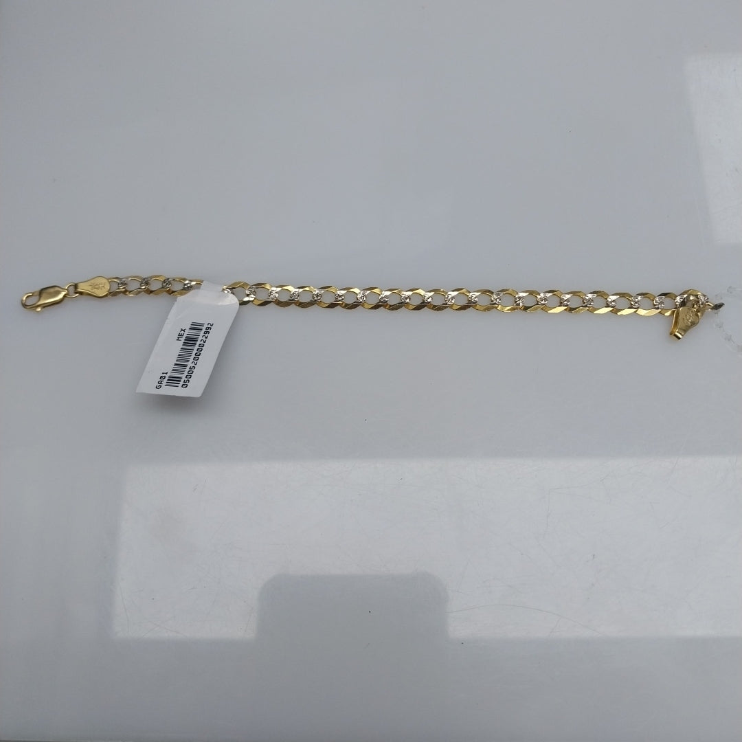 PULSERAS TEJIDO BARBADA DIAMANTADA ORO 14K 16 CM 5.5 GR (NUEVO)