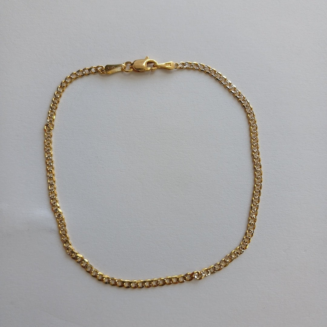 PULSERAS BARBADA DIAMANTADA ORO 14K 18 CM 2.4 GR (NUEVO)