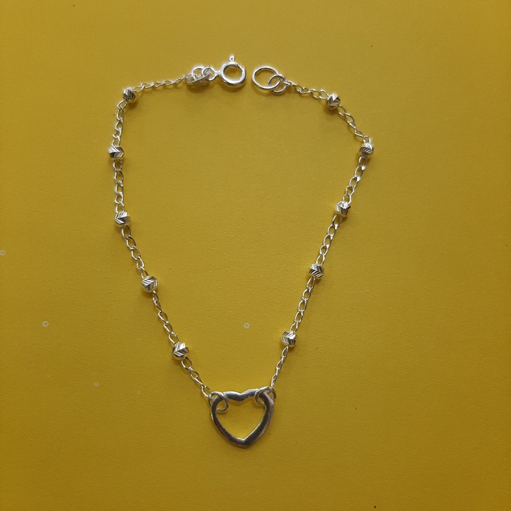 PULSERA TEJIDO CORAZON PLATA .925 18 CM 1.6 GR (NUEVO)